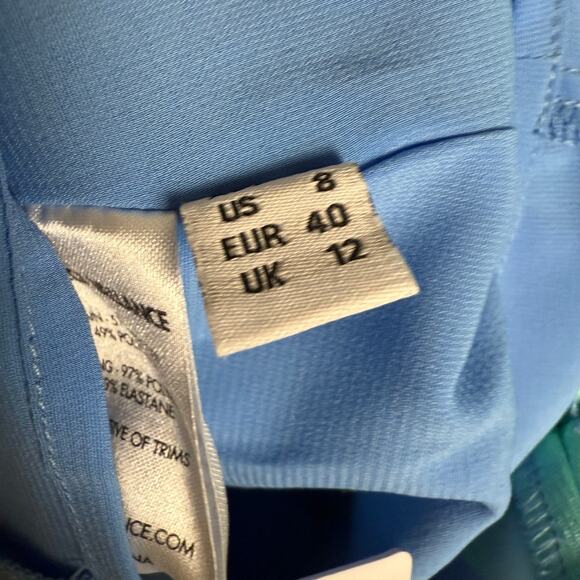 Rebecca Vallance Seychelles Blue Stripe Puff Sleeve Belted Mini Dress Size 8 - Picture 15 of 16